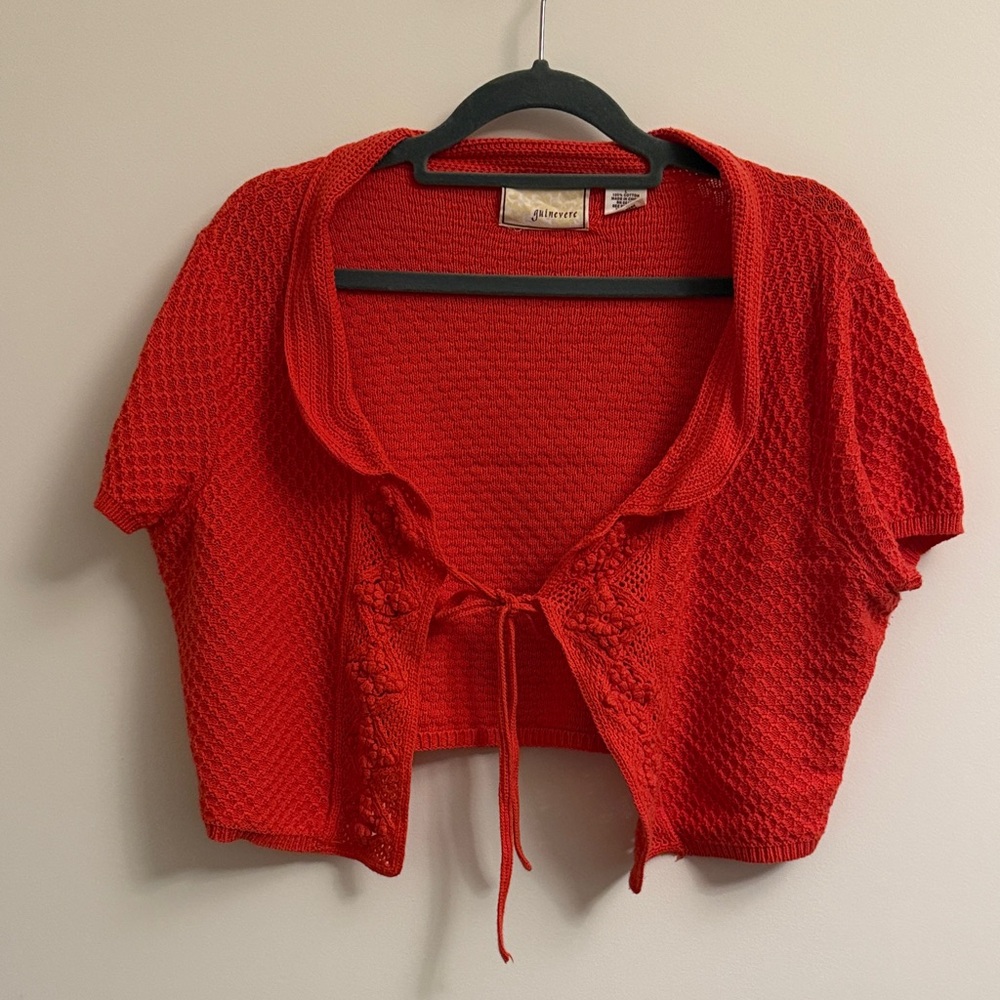 Red Short Sleeve Knit Shrug